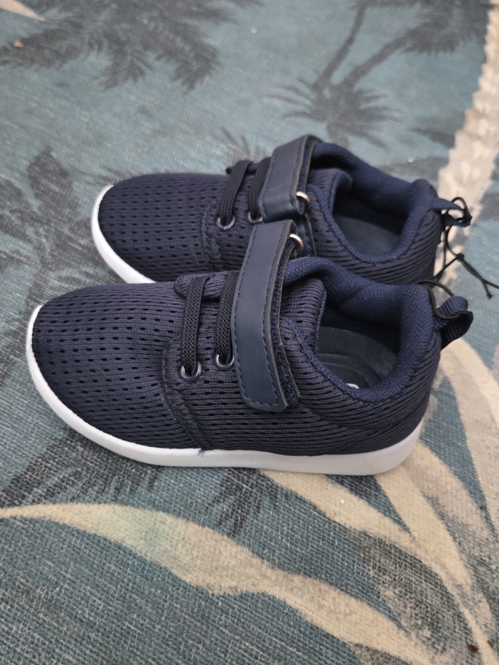 Kids Navy Athletic Sneakers with Hook-and-Loop Strap